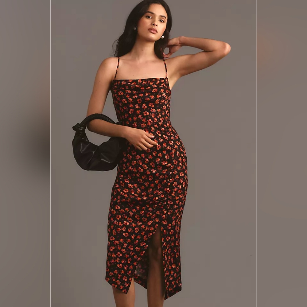 Floral Black and Burnt Orange Women's Dress